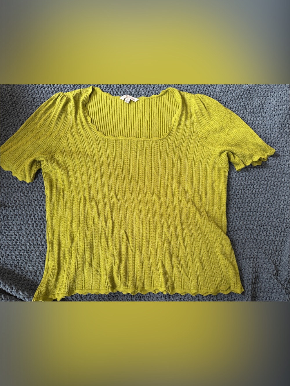 Women’s Square Neck Short-Sleeve Ribbed Top - Lime